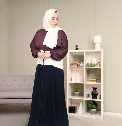 THREE COLORS ZIPPER ABAYA