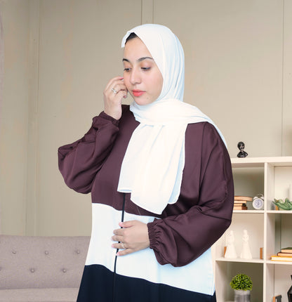 THREE COLORS ZIPPER ABAYA